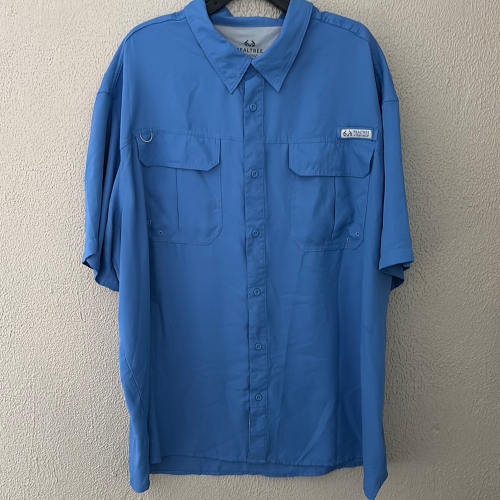 Realtree Blue Yonder Mens Short Sleeve‎ Fishing Guide Shirt- 3XL